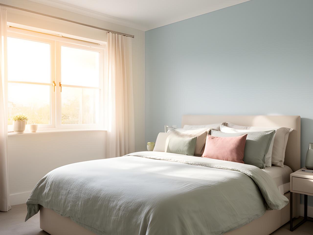 Neatly made bed beside a sunlit window in a calm Wakefield bedroom