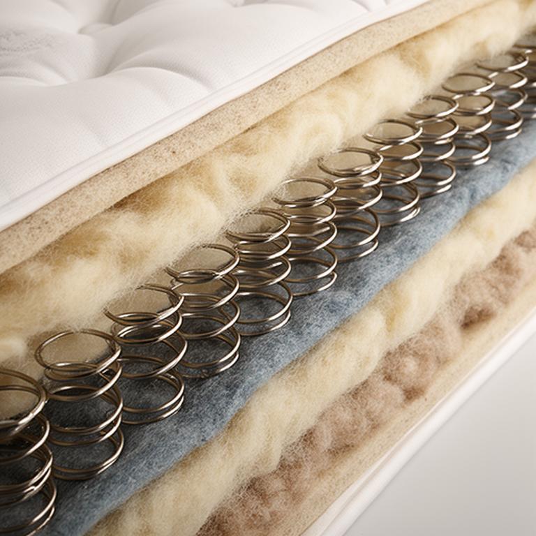 Close-up of pocket springs wrapped in Yorkshire wool and cotton inside a mattress