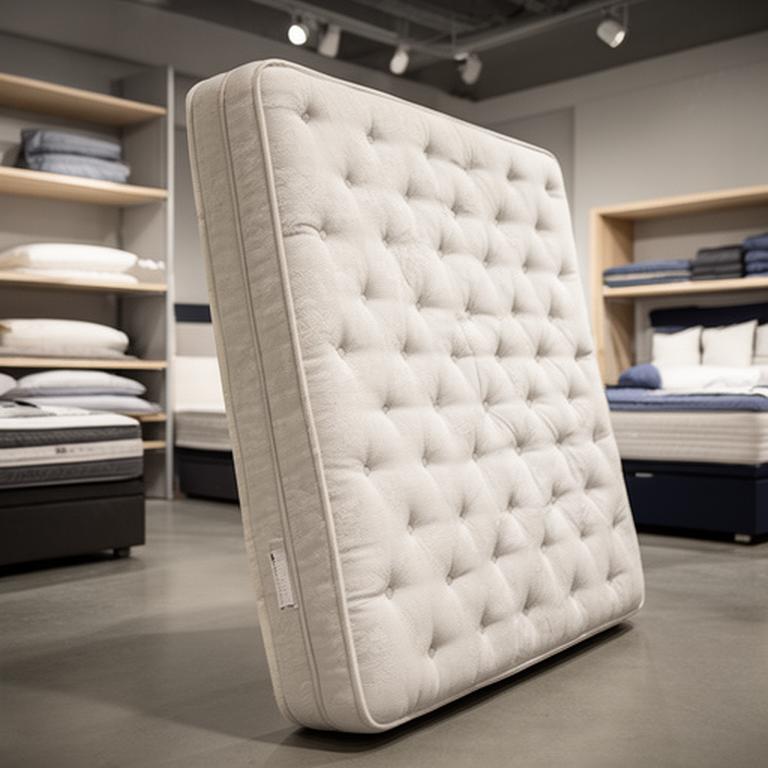 Pocket-sprung mattress displayed on its side in a Wakefield bedding showroom
