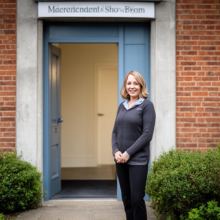 Friendly bedding showroom team member outside the Carnforth Avenue entrance in Wakefield